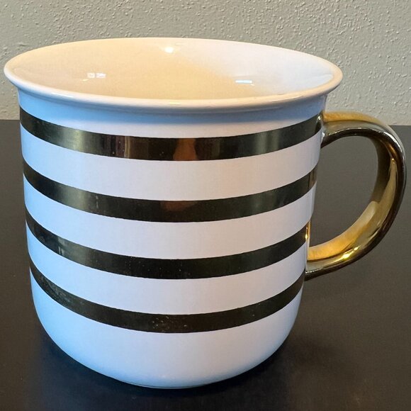 Burton + Burton Other - Burton + BURTON Horizontal Metallic Gold Striped Ceramic Coffee Tea Mug Cup